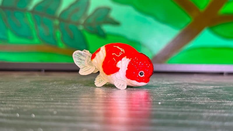 Handcrafted Glass Goldfish Miniatures Red Crown